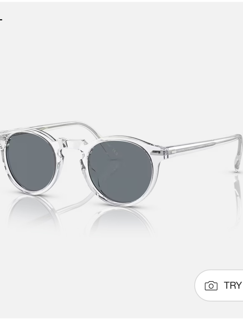 Oliver Peoples Clear Frame Sunglasses with Smoke Lenses